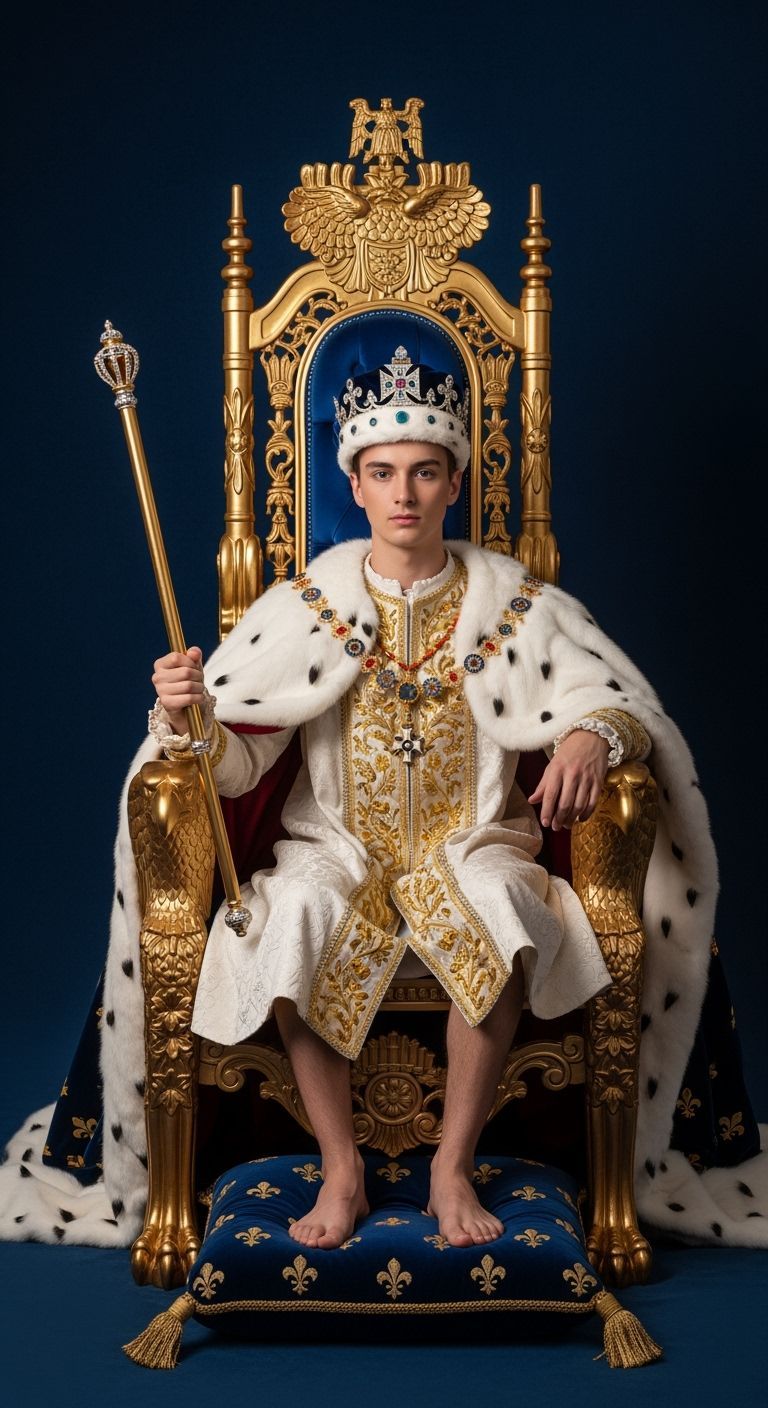 Barefoot Emperor on Golden Eagle Throne, Renaissance Style