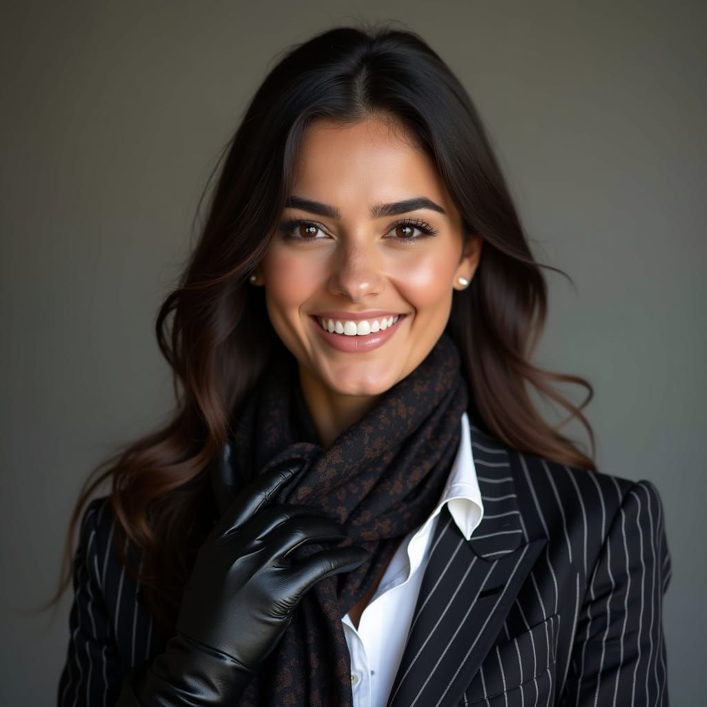 Elegant Iranian Executive in Pinstripe Suit