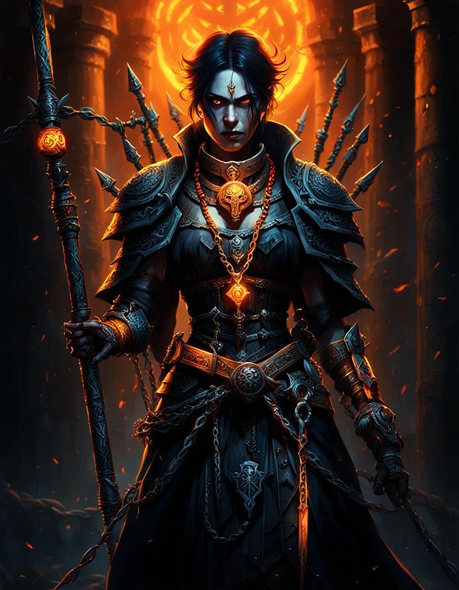 Woman with Chains: Epic Dark Fantasy Concept Art