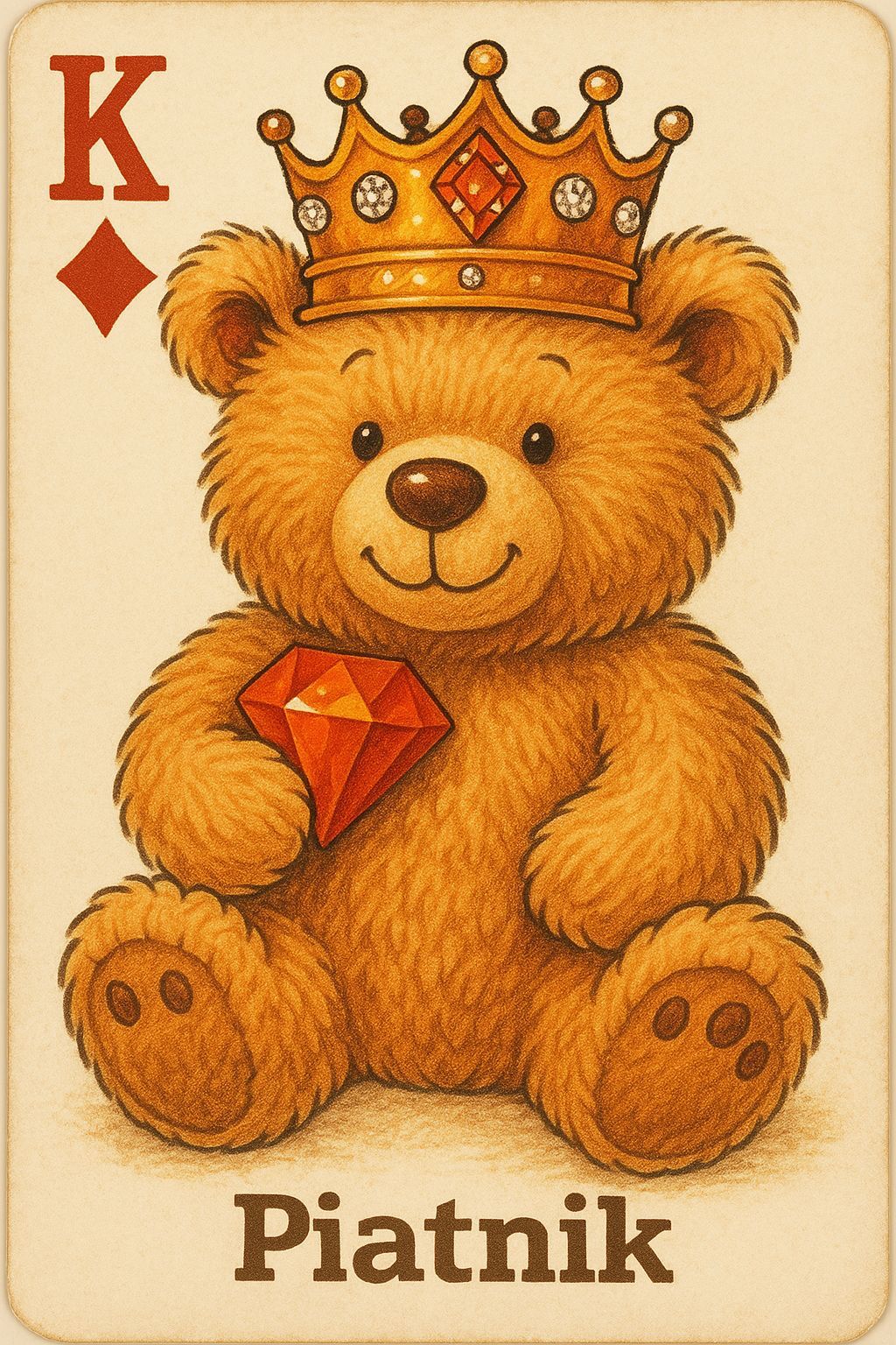 Cute King of Diamonds Mascot with Diamonds and Crown