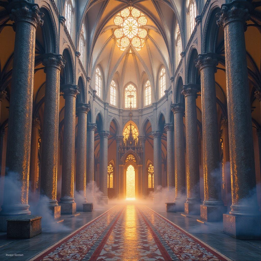 Ethereal Cathedral of Stormlight and Opal Flames