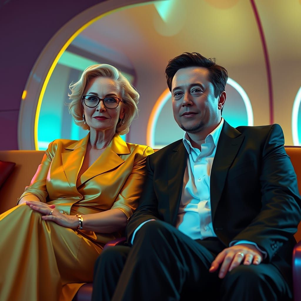 Meryl Streep and Elon Musk in Futuristic Luxury