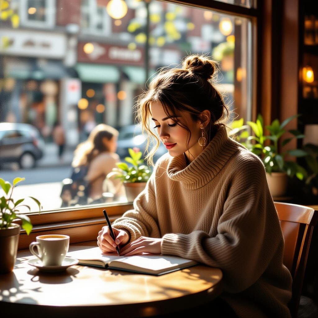 Cafe Scene in Edward Hopper Style