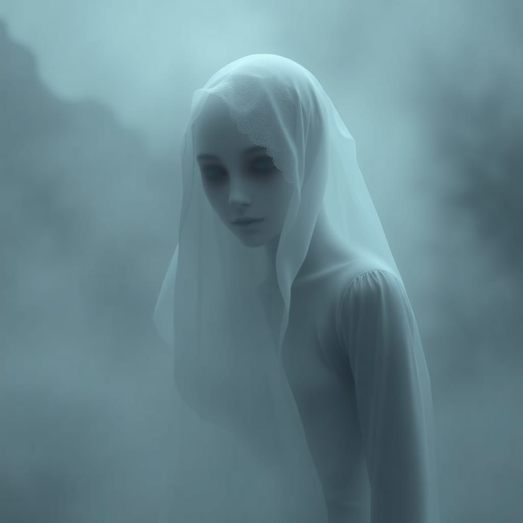Ethereal Ghost in Fog, Fantasy Concept Art