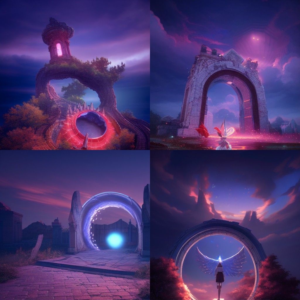 Magic Portal in the Sky: Anime-Inspired Digital Art