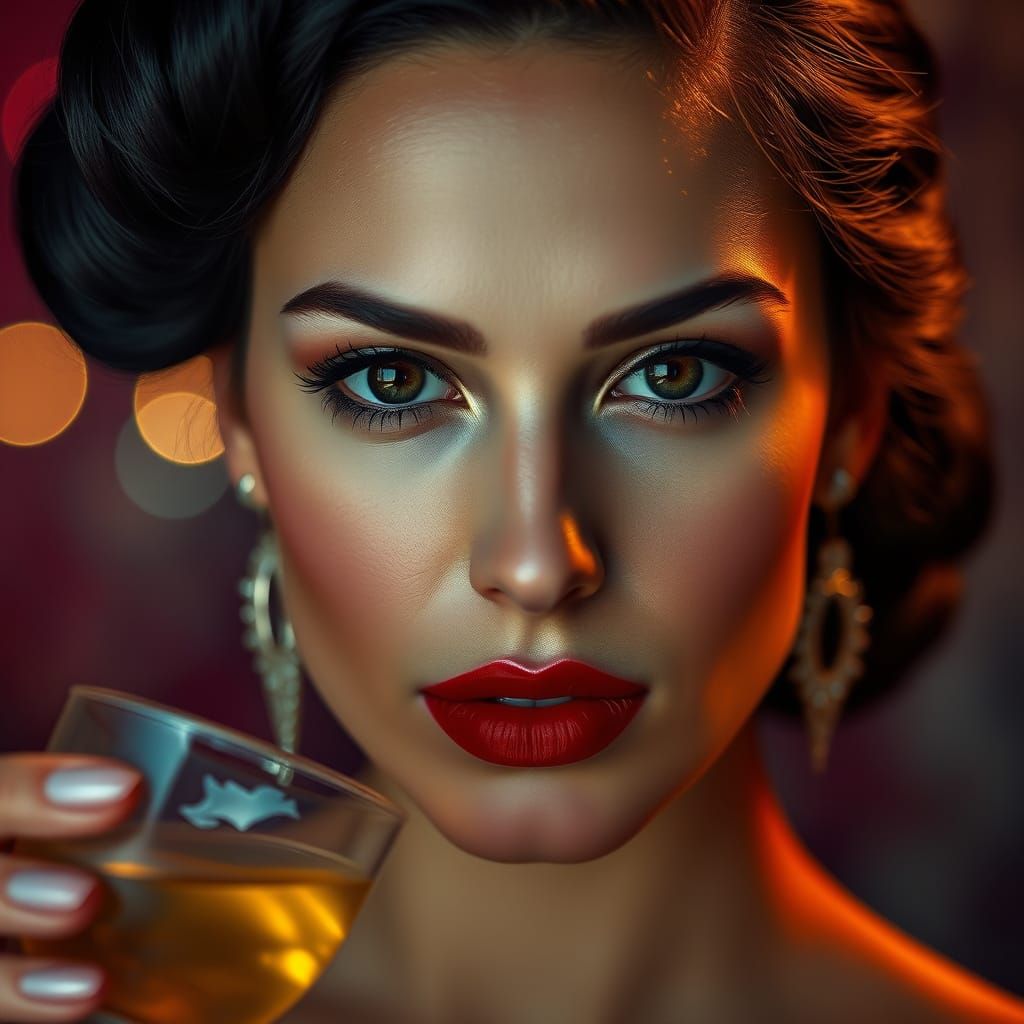 Elegant Woman in Cocktail Hour Attire