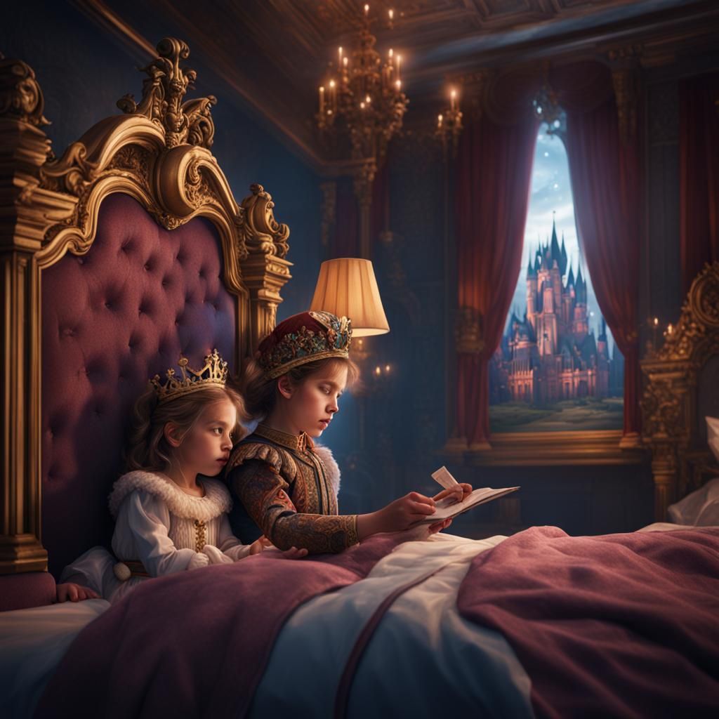 Queen's Bedtime Kiss: Fantastical Digital Art