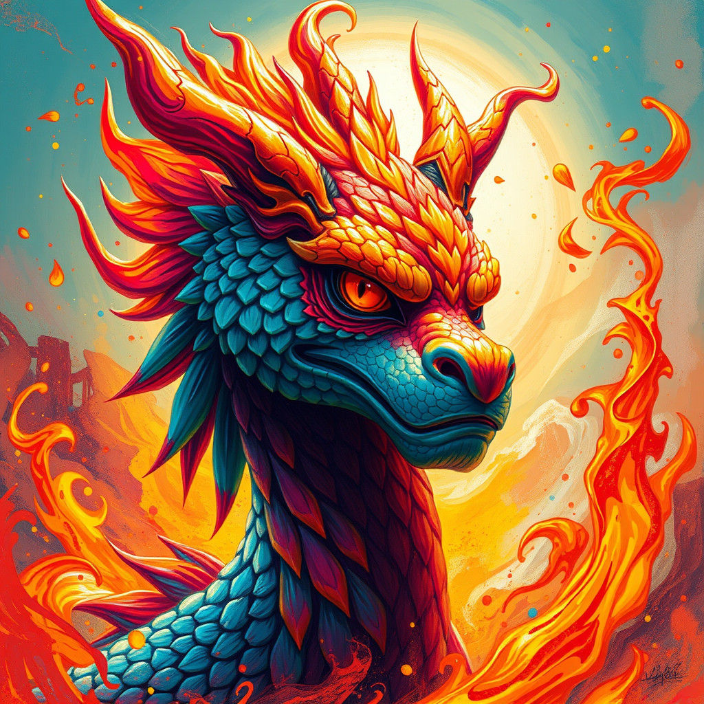 Polychromatic Fire Fairy in Graffiti and Splash Art