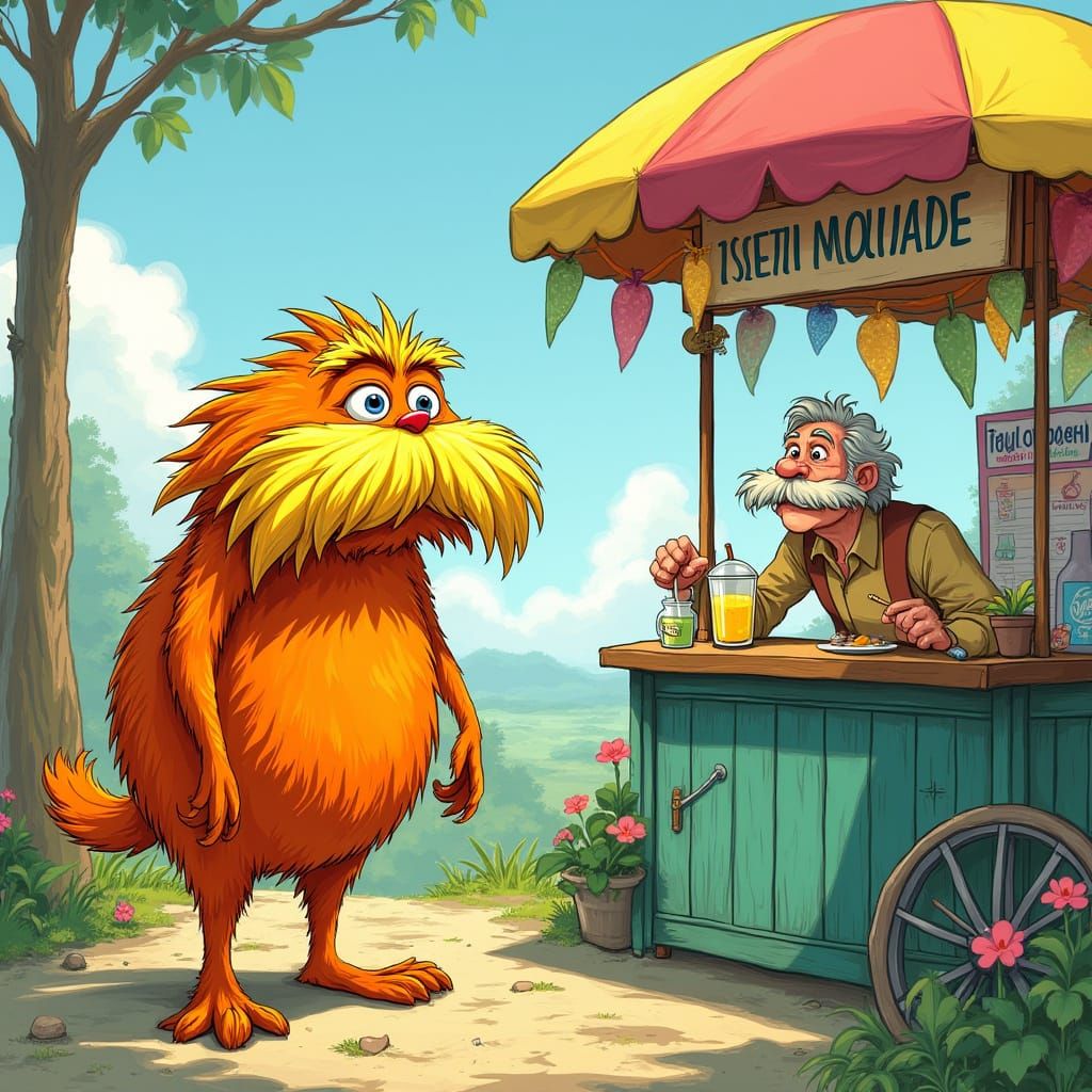 The Lorax Asks About Grapes: A Whimsical Scene