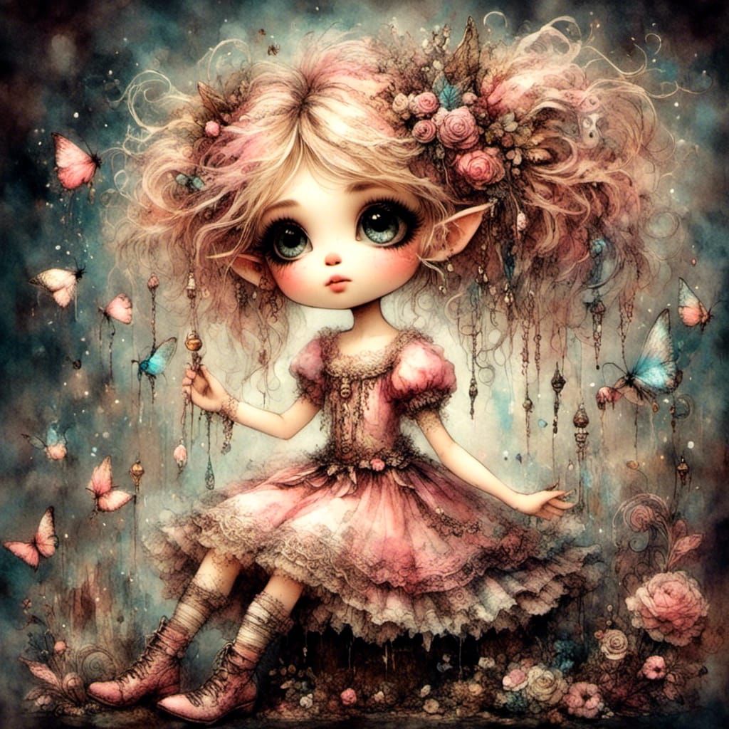 Adorable Chibi Girl in Enchanting Fantasy World