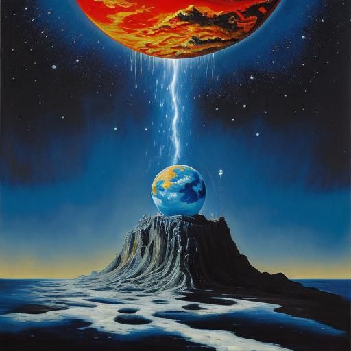 Surreal Alien Landscape with Rock Singer