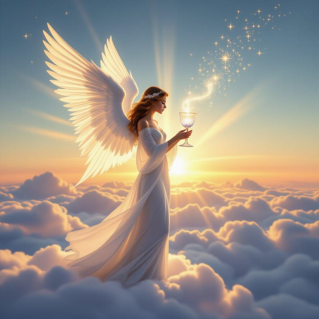 Angel of Light with Stardust Chalice at Dawn