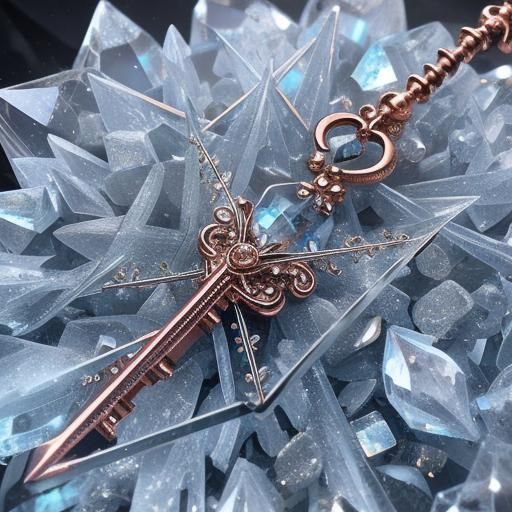Intricate Crystal Skeleton Key Art