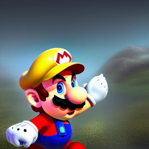 Mario in Detailed Matte Painting Style