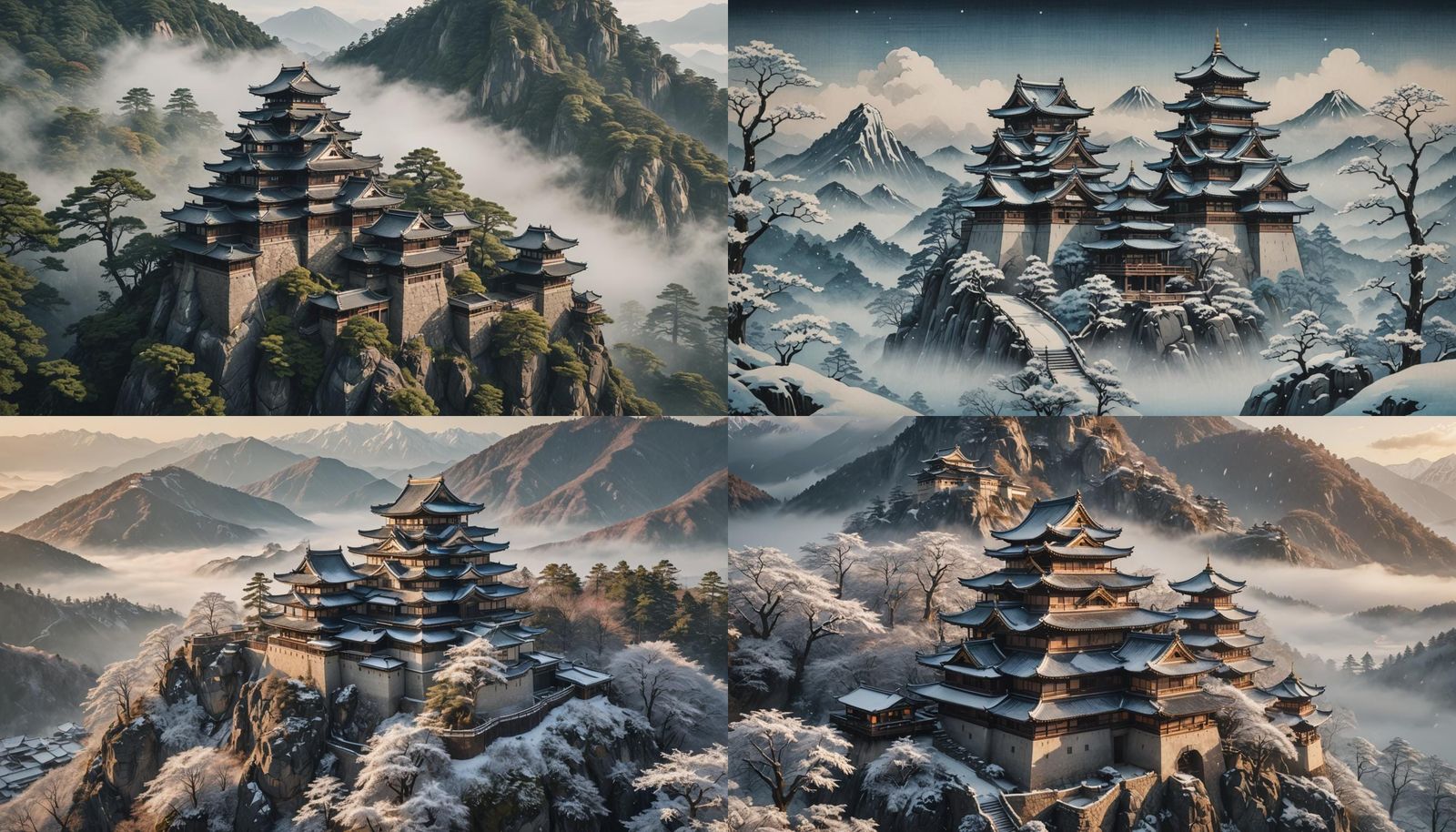 Japanese Castle Snow Globe in Hyperrealistic Style