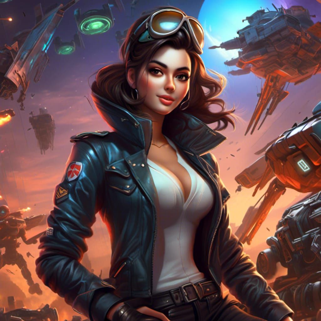 Woman in Jacket Posing: Digital Game Art Illustration