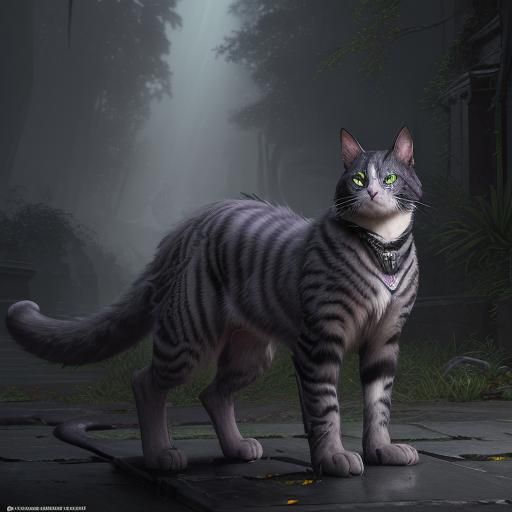 Detailed Warrior Cat Reference Sheet in Dark Fantasy Style