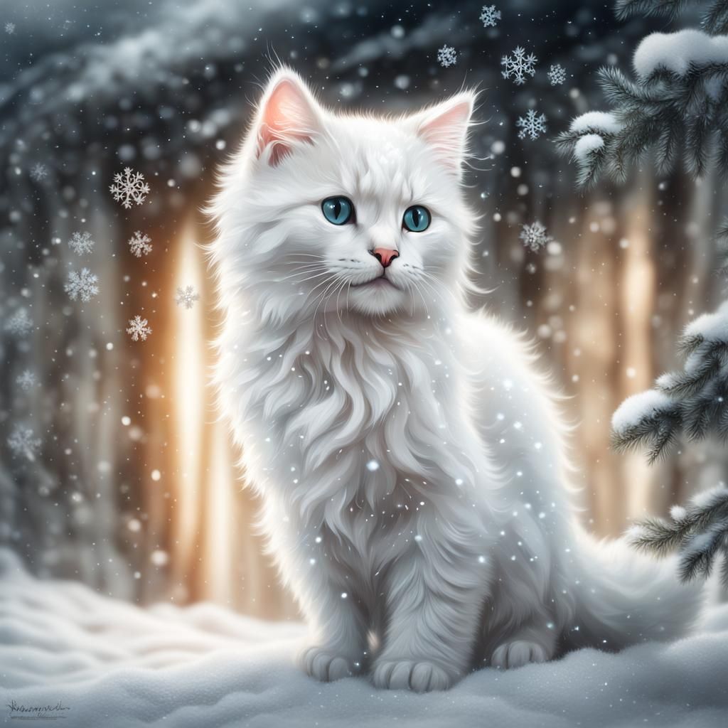 Fluffy Kitten's Winter Game: Digital Matte Painting