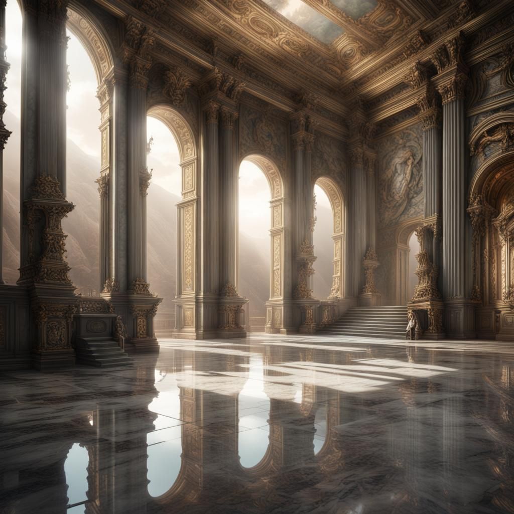 Epic Marble Hall Digital Matte Painting