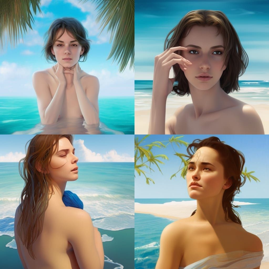 Tranquil Beach Scene in Hyperdetailed Splash Art Style