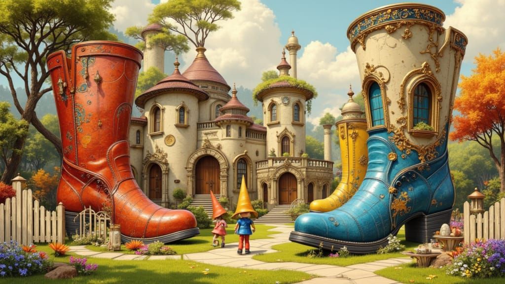 Whimsical Gnome Village in Enchanted Boot Houses