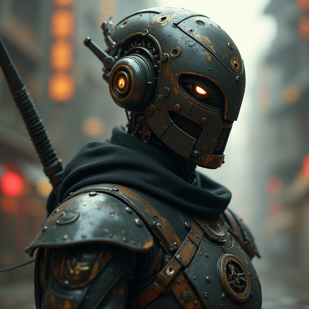 Steampunk Robot Ninja in Borderlands Style