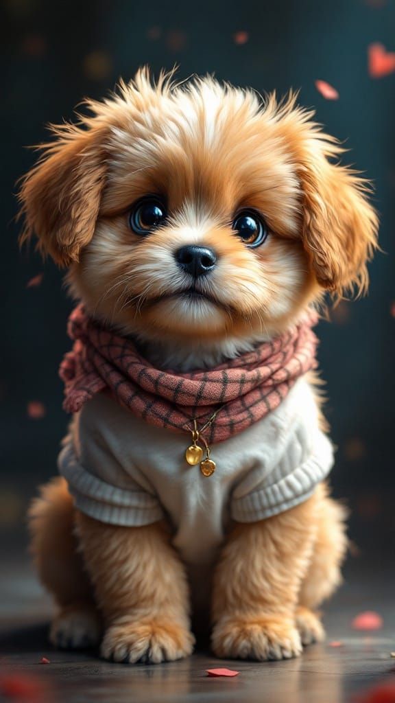 Surreal Puppy Portrayal in Hyperrealistic Style