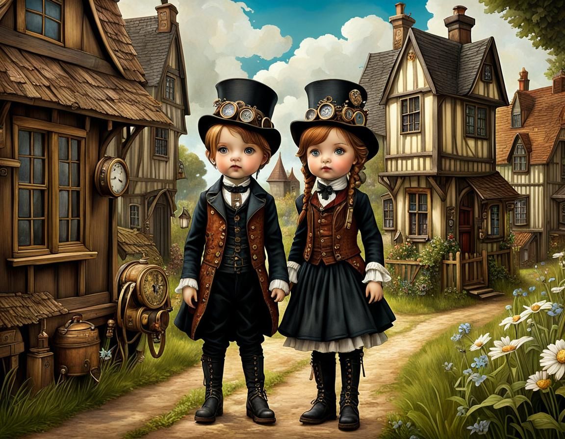 Steampunk Siblings Explore Victorian Village in Fairycore St...