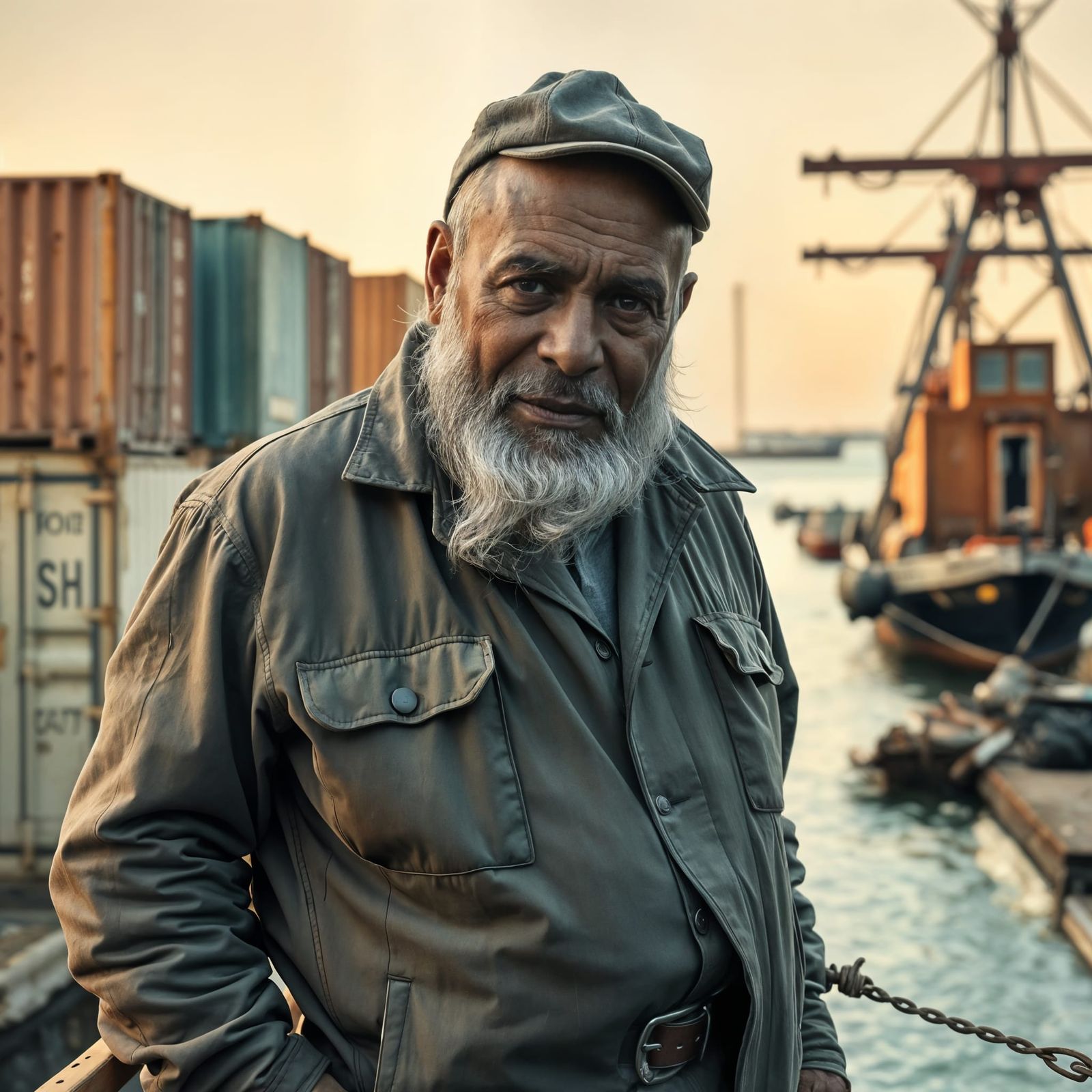 Cyberpunk Dockworker in New Orleans, 2050