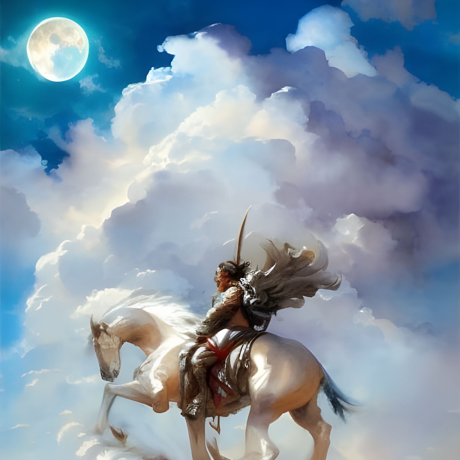 Mega-House Under Enormous Moon: Watercolor Photorealism