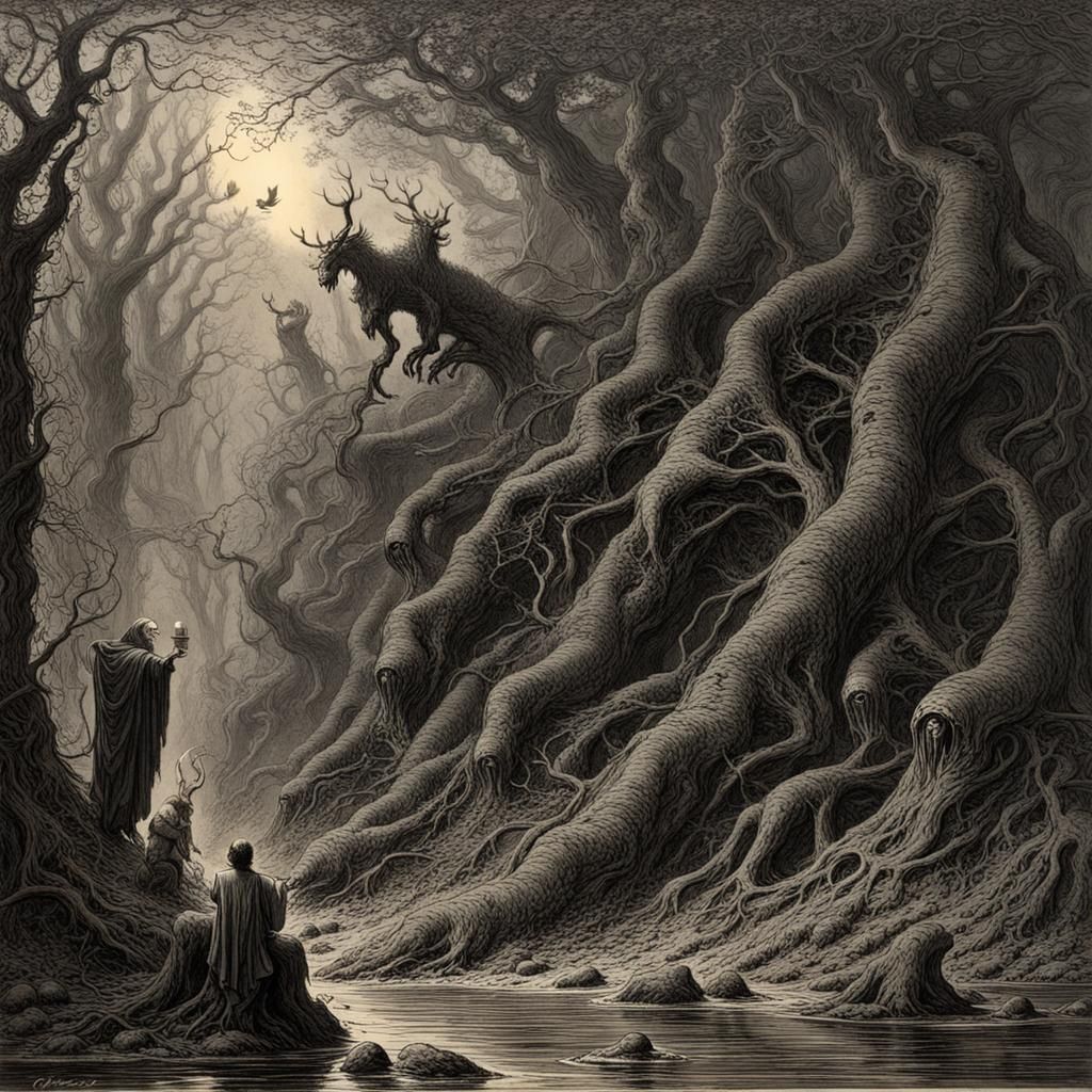 Terrifying Nectar Creature: Horror Illustration