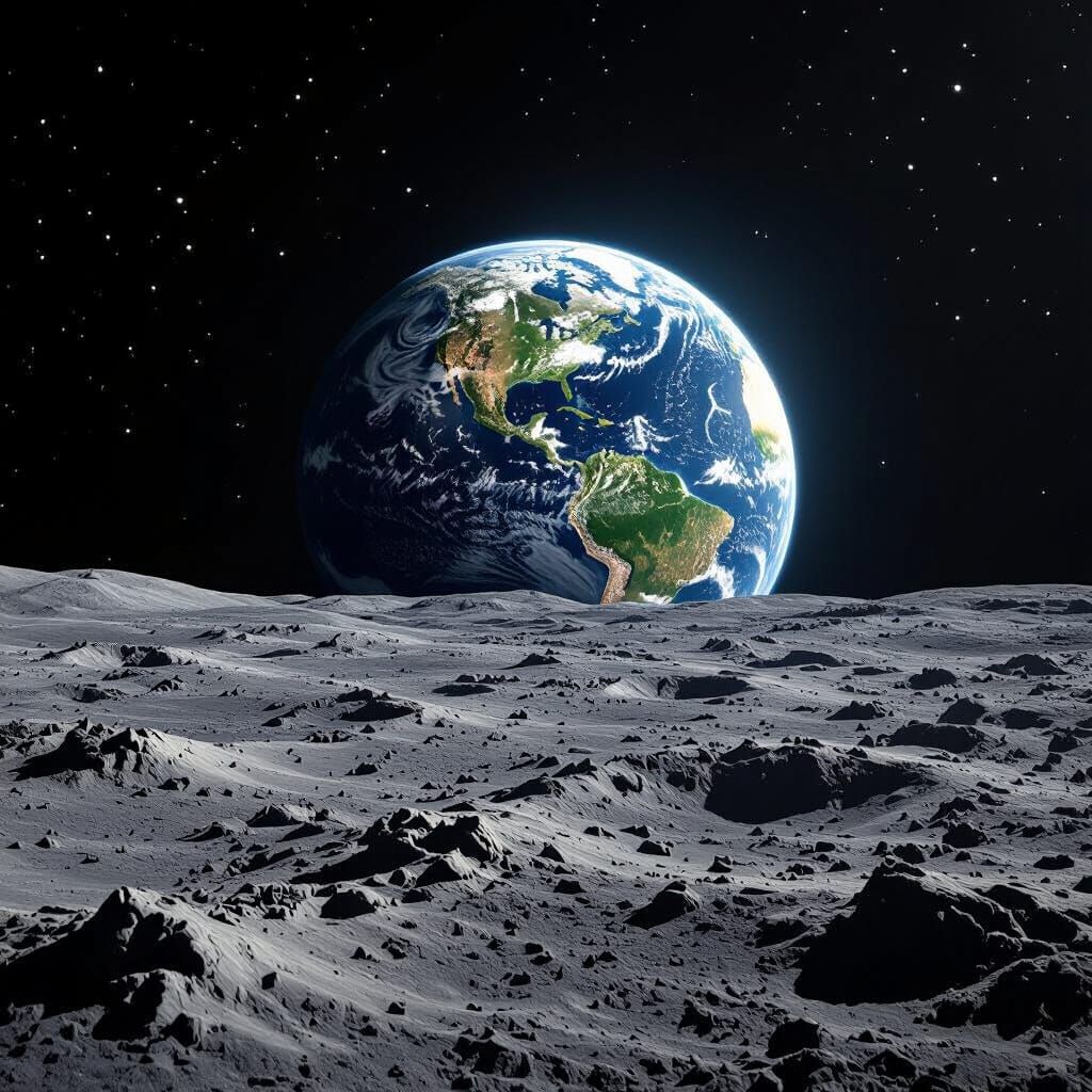 Earth from the Moon: Hyperrealistic Photo