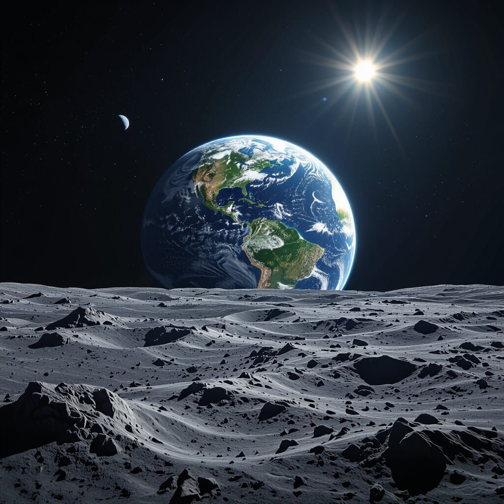 Earth from the Moon: Hyperrealistic Photo