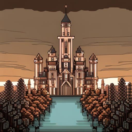 Retro video game castle