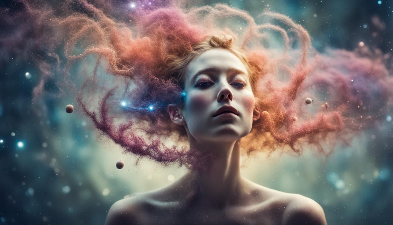 Swirling Polychrome Particles with Galactic Creatures