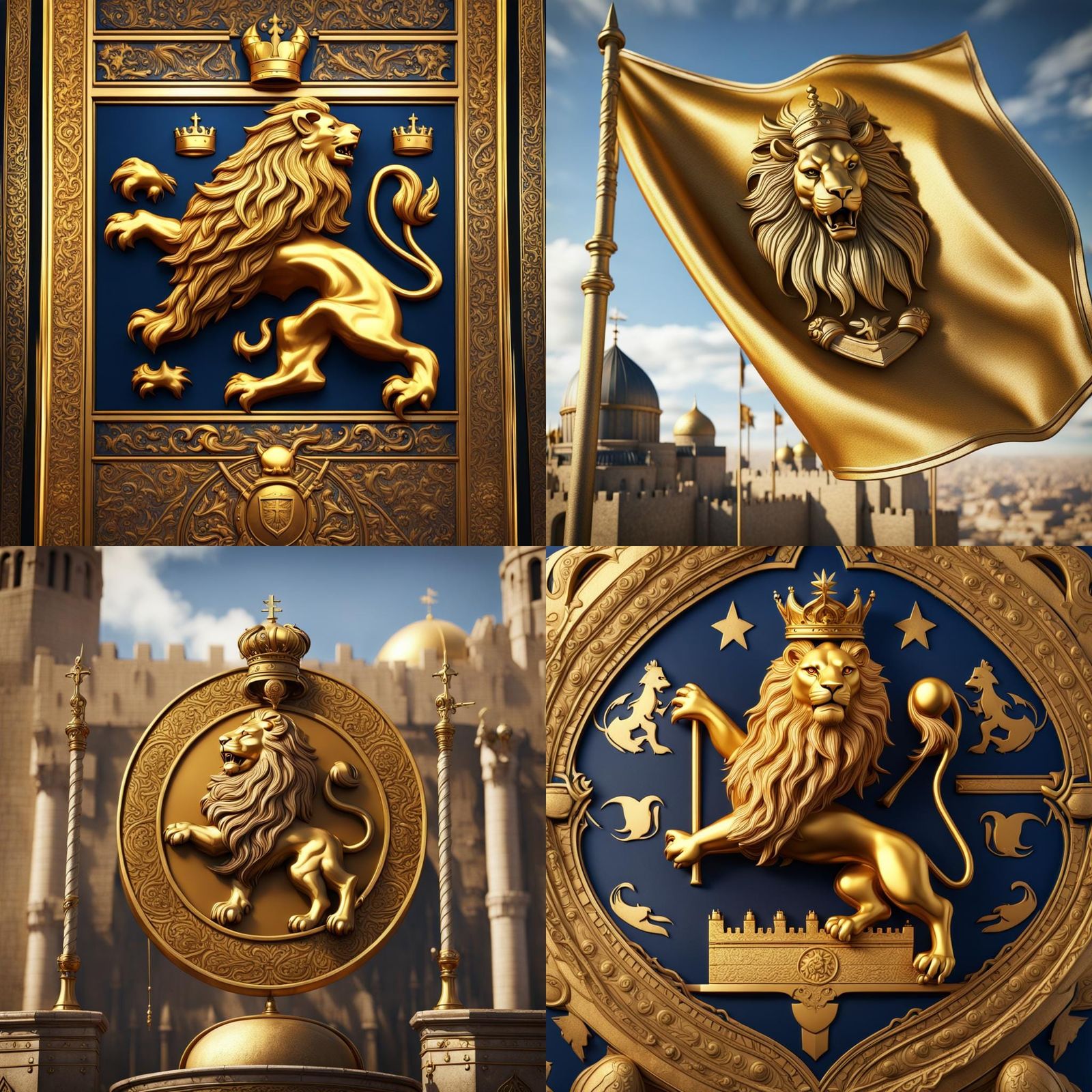 Kingdom of Jerusalem Golden Lion Flag Art