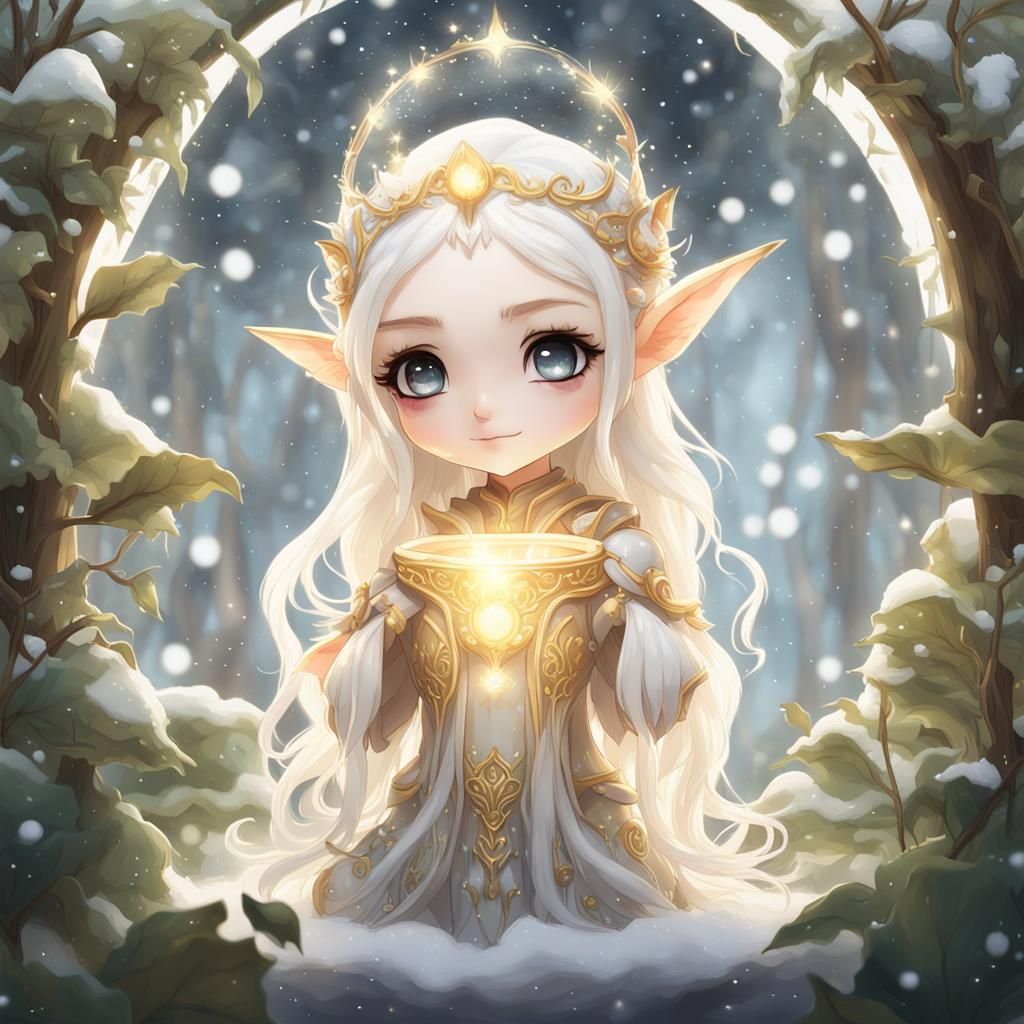 "<lora:EtTuD2:1.0>the Scene: snow elf in garden, circumlocut...