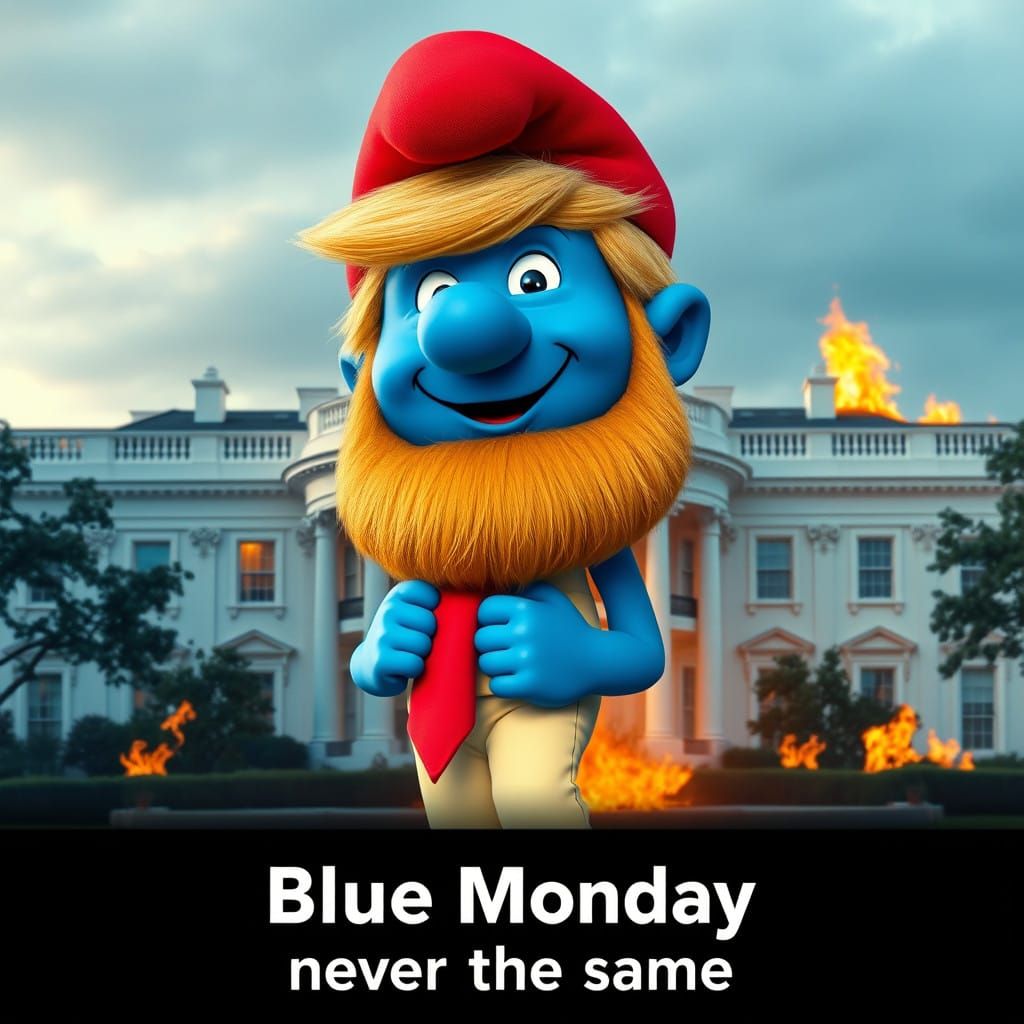Smurfing Donald Trump in a Burning White House