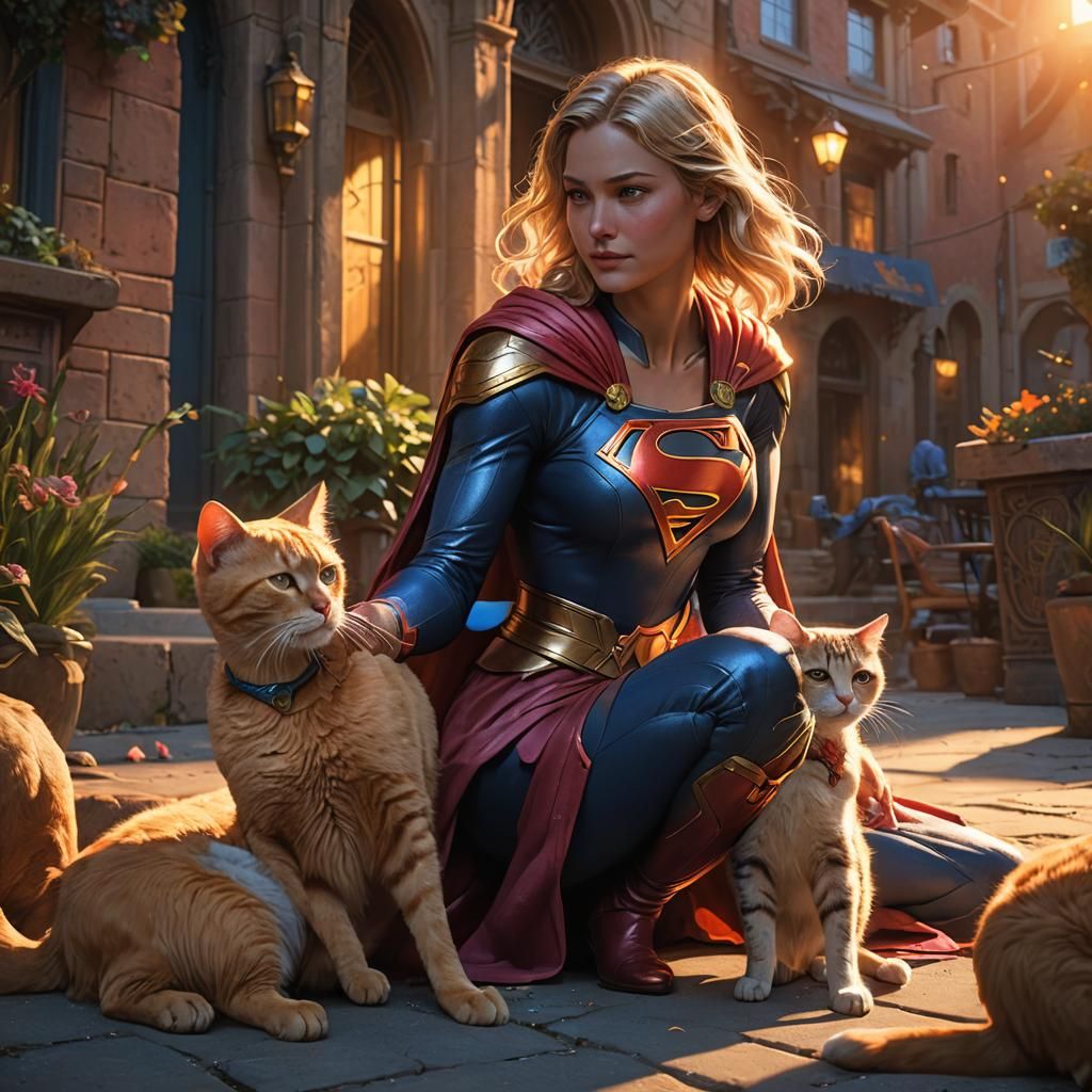 Supergirl and Cat: Fantasy Concept Art