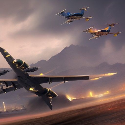 Military Aircraft Landing: Detailed Matte Painting