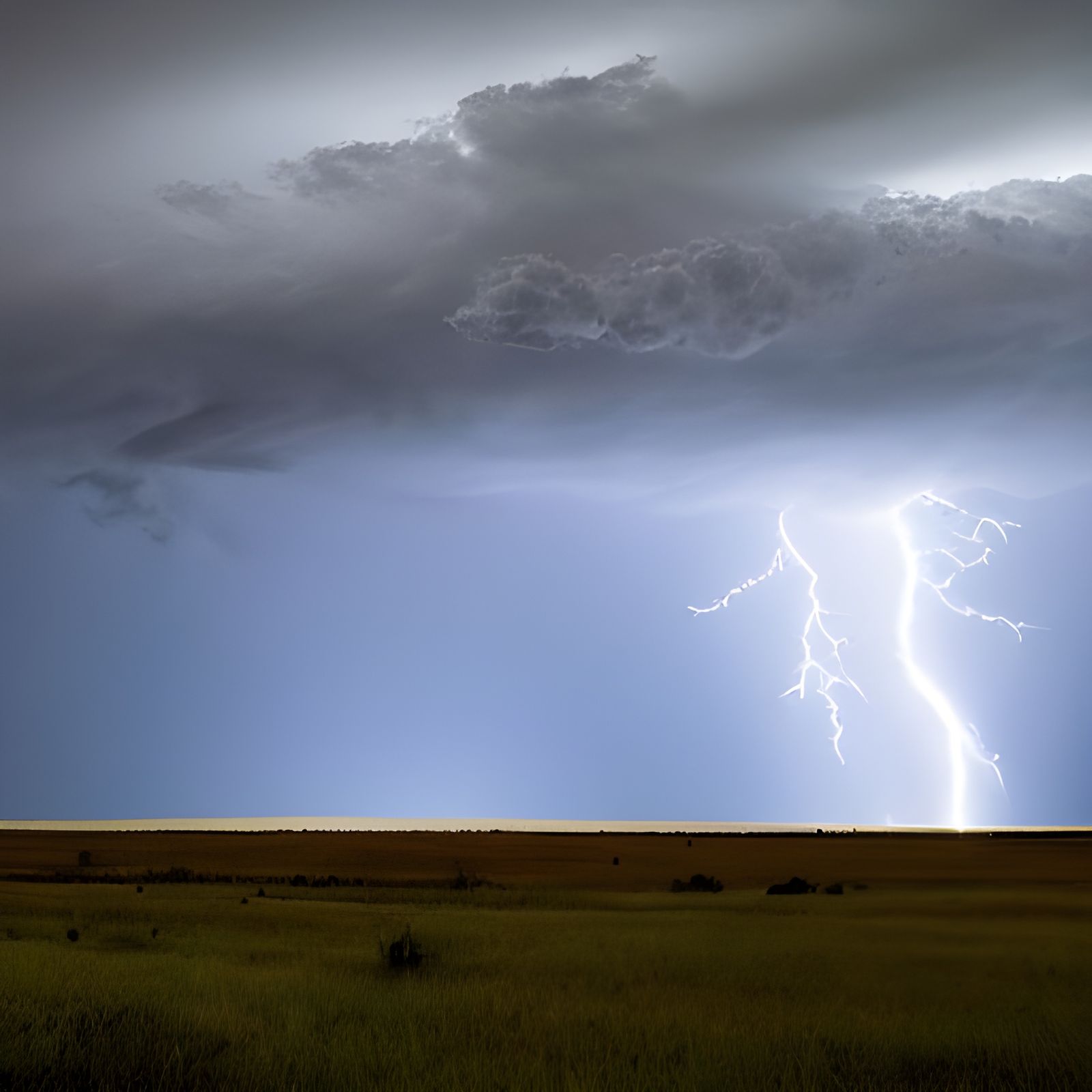 Dramatic Thunderstorm Over Open Plains Landscape