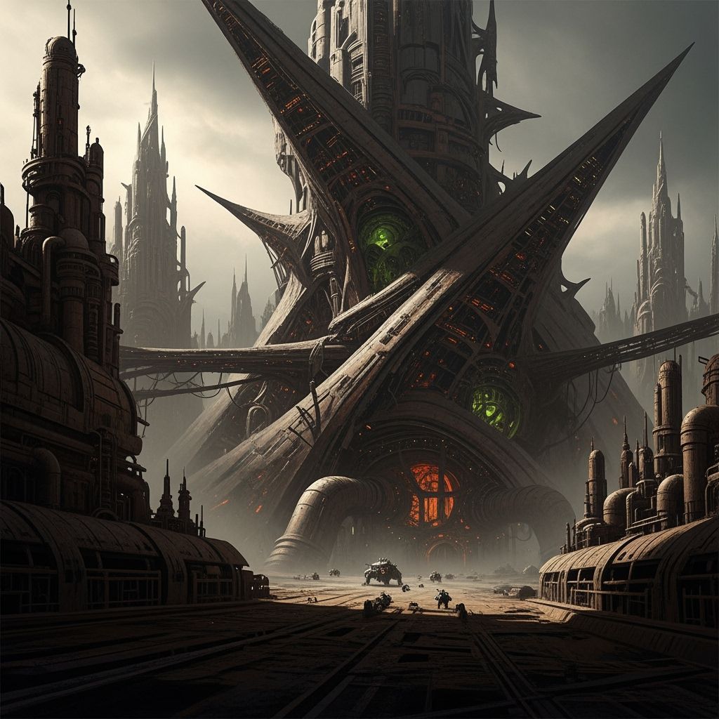 Grimdark Scene in Industrial Gothic Style