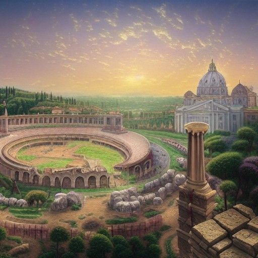 Realistic Rome Coliseum in Ethereal Fantasy Style
