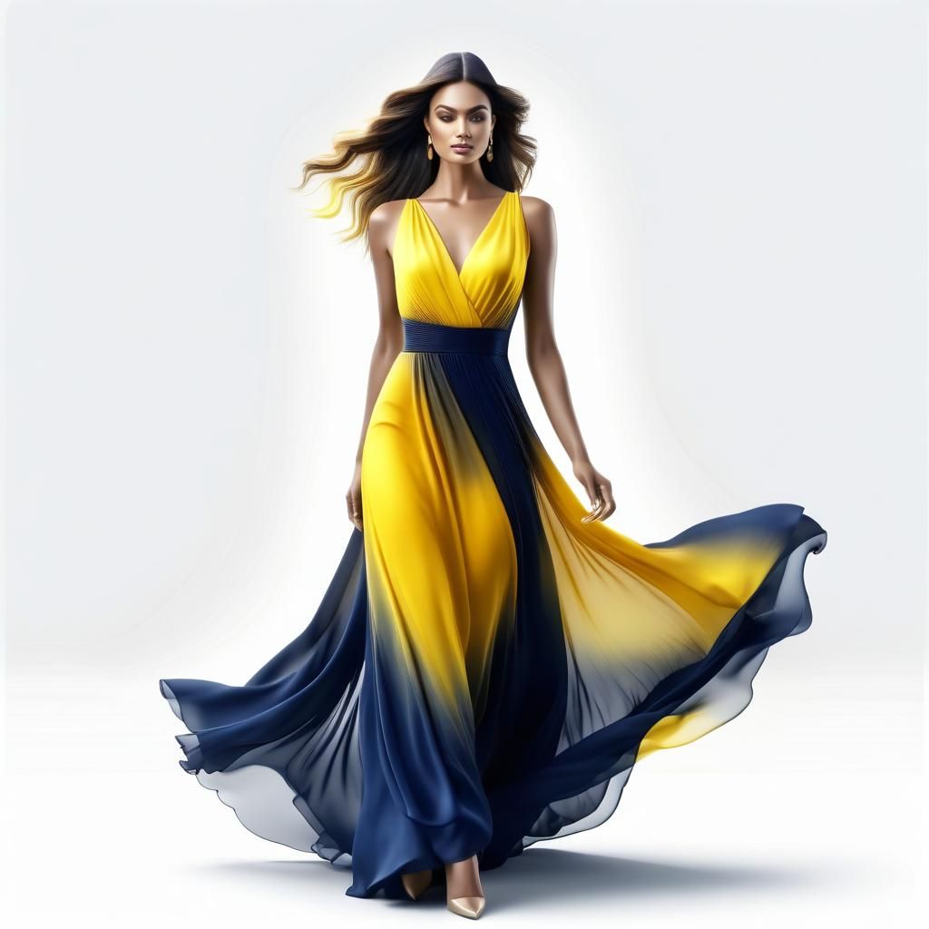 Beautiful Woman in Flowing Dress, 2D Render