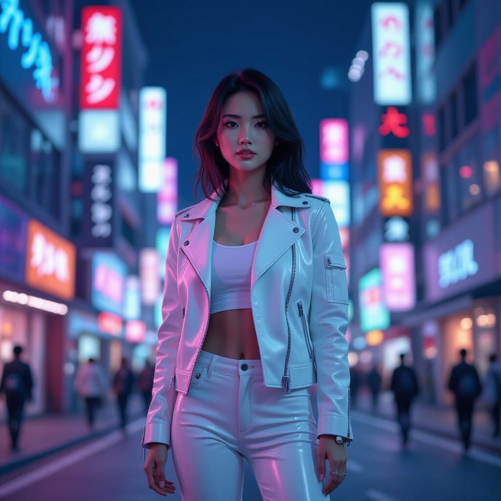 Sleek Tokyo: Japanese Woman in Modern Anime Style