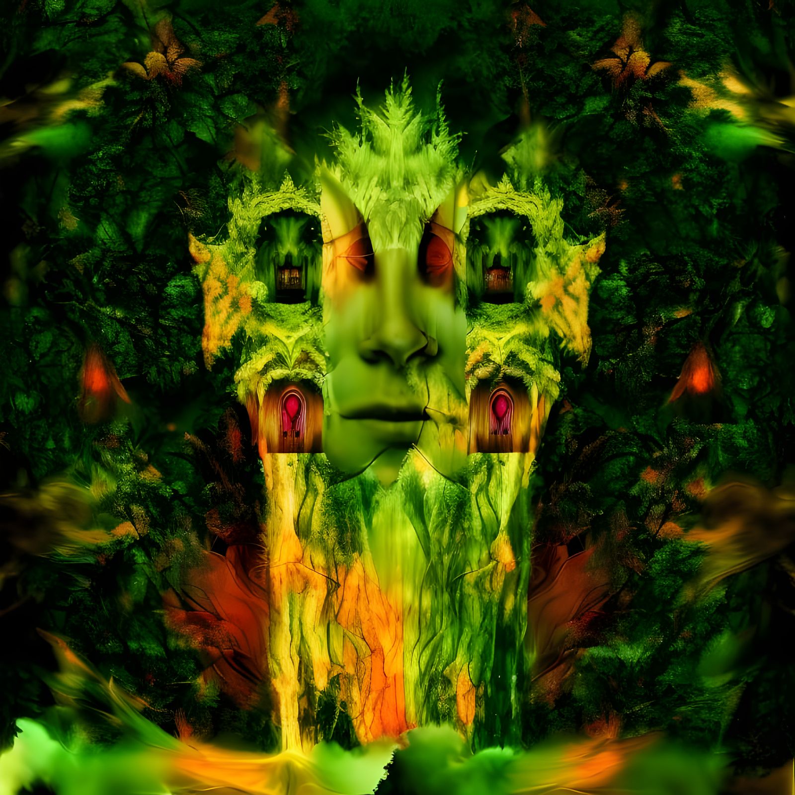 Mystical Optical Illusion: Faces of Nature