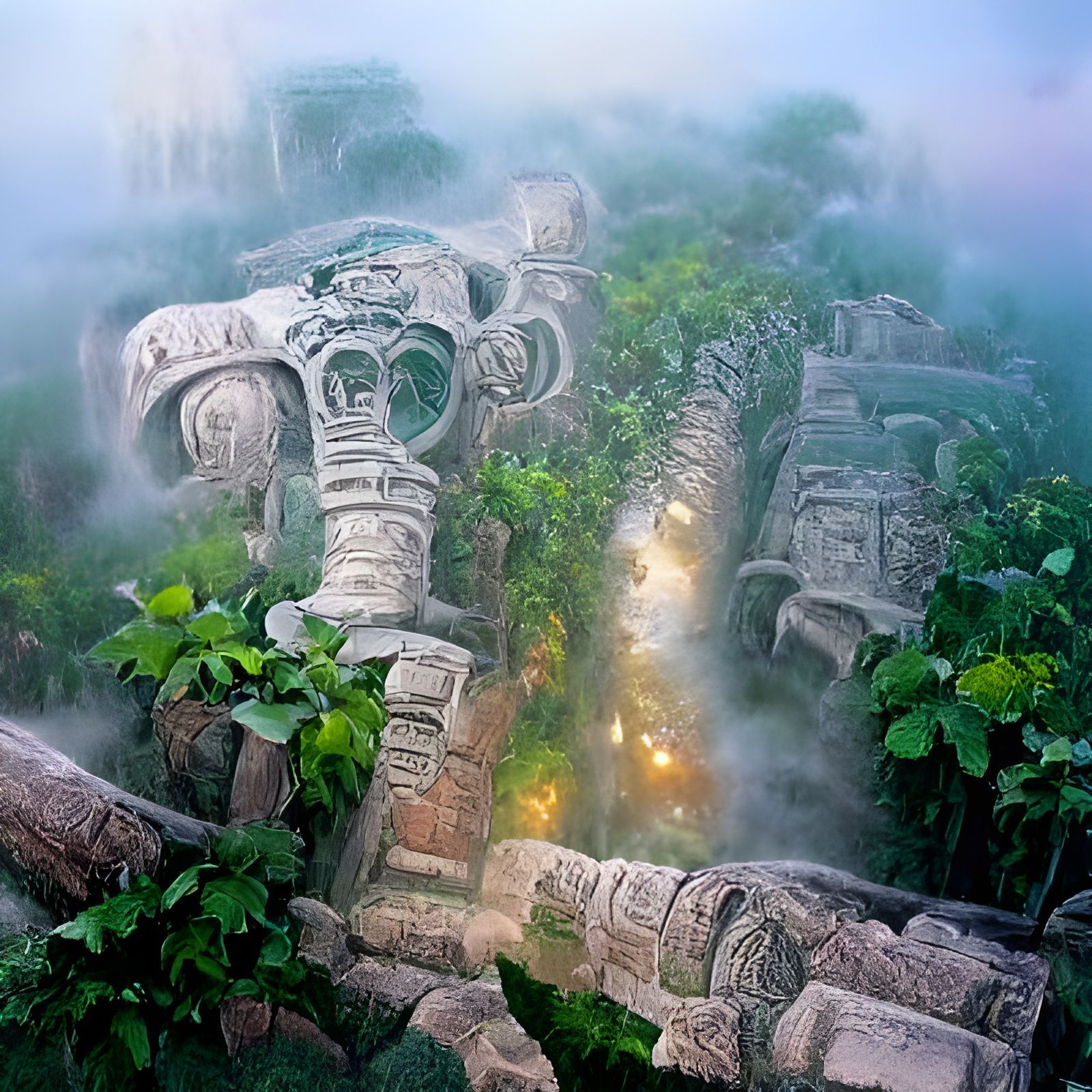 Mayan City Ruins in Ethereal Fantasy Style