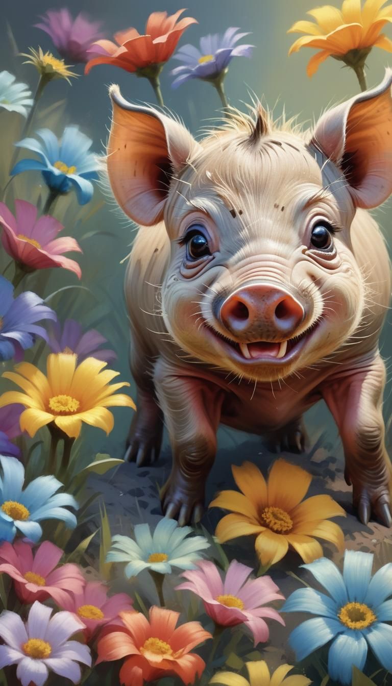 Adorable Warthog with Sinister Details