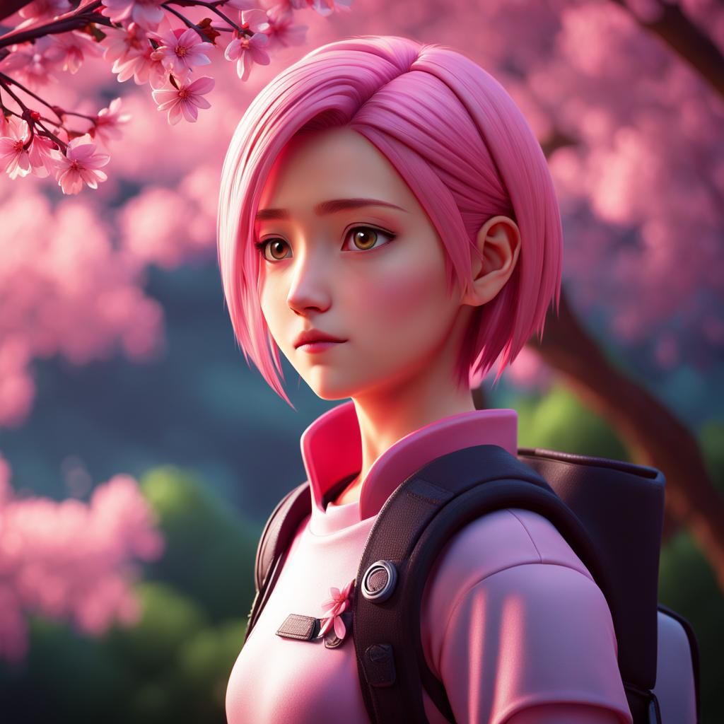 Sakura Haruno: Pixar-Style 3D Digital Art