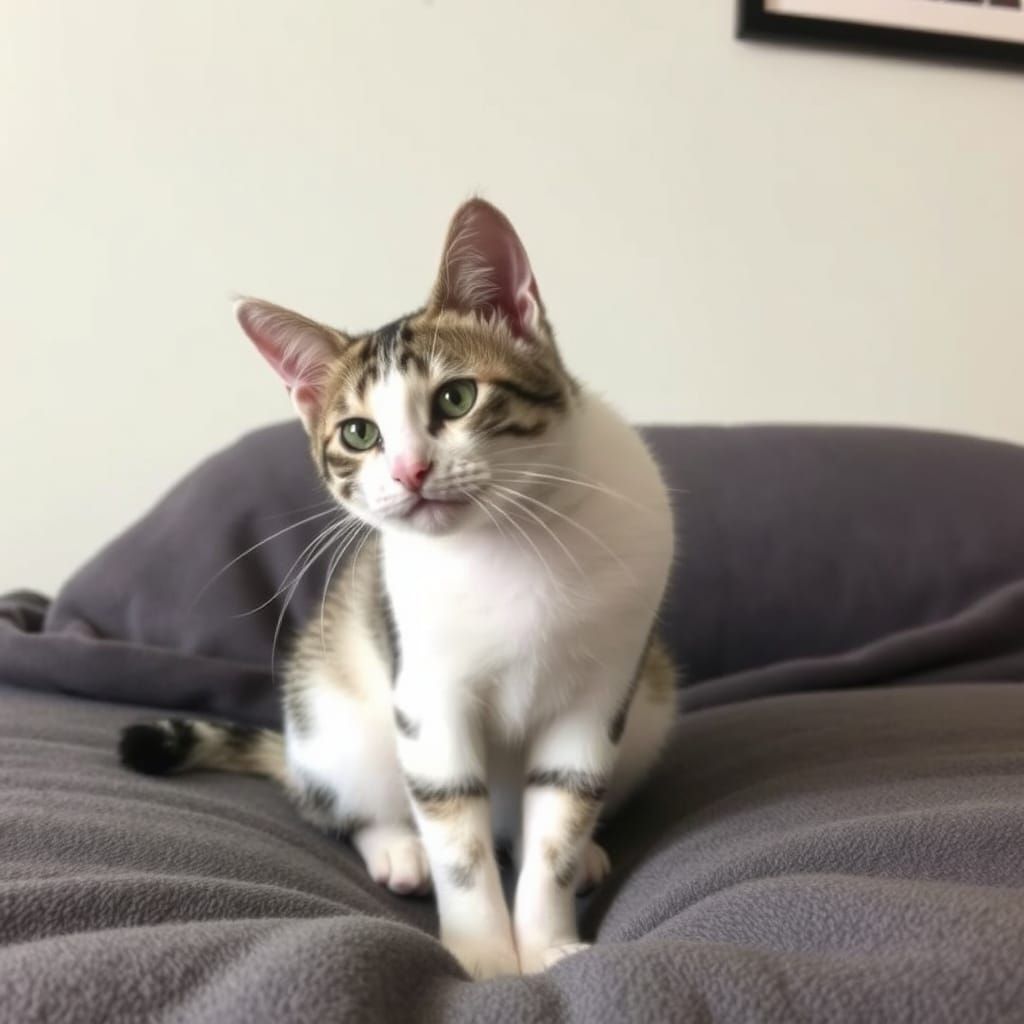 Adorable Manx Tabby Cat Portrait